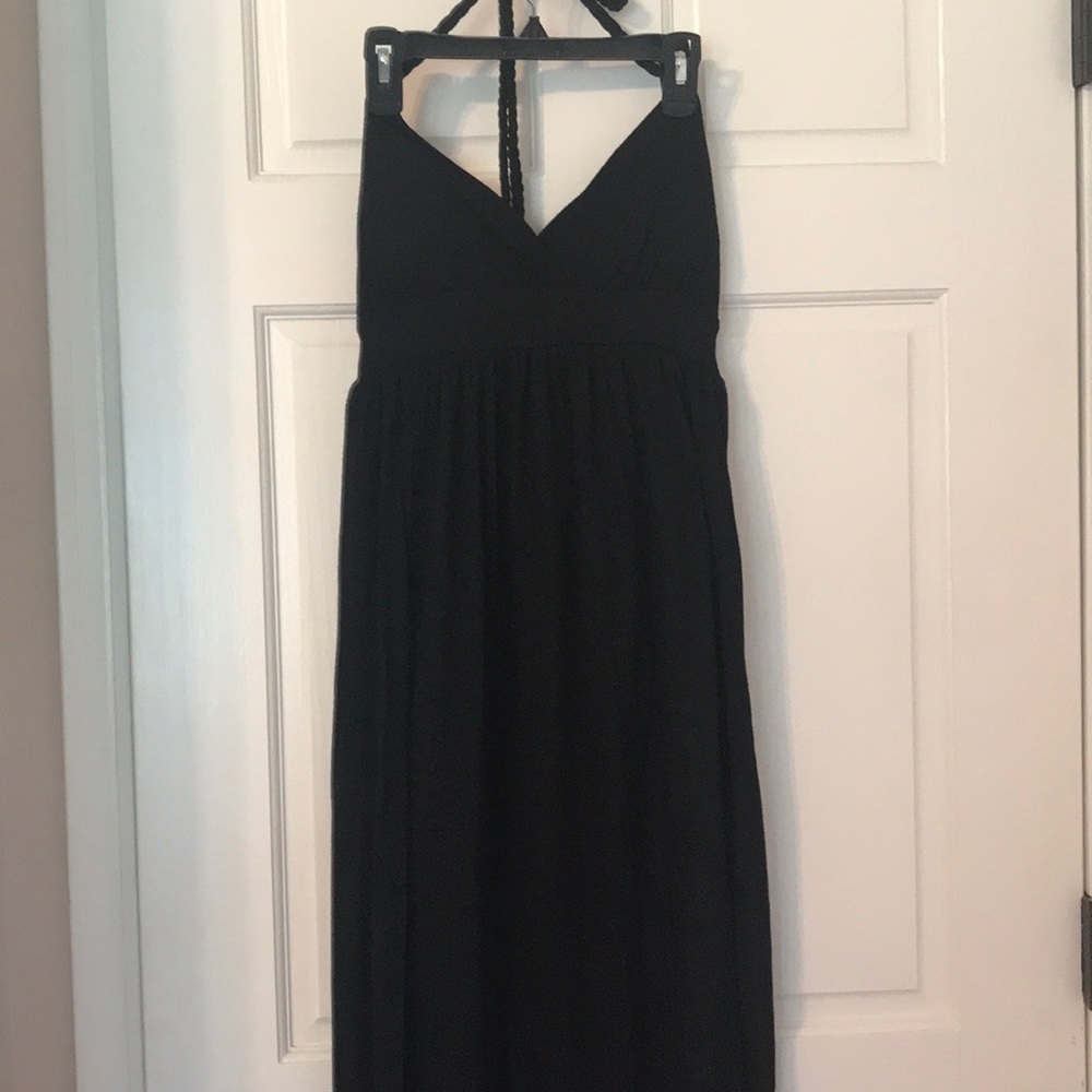 Cotton Black Halter Top Maxi Dress
